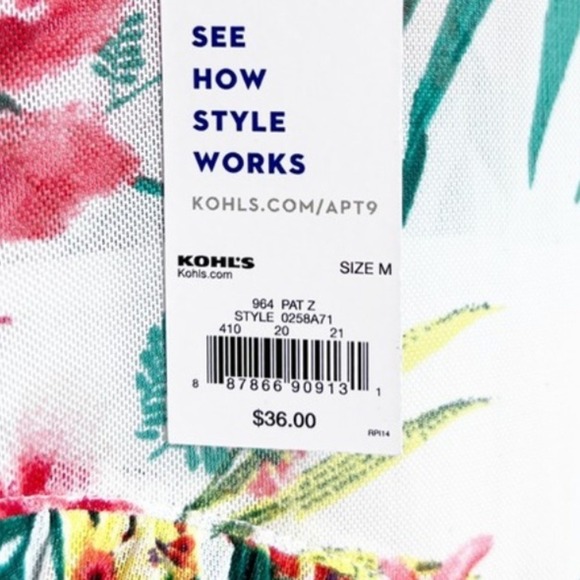 NWT APT 9 Womens Sleeveless Floral Print White Sheer Yoke Top Blouse M - Picture 14 of 16